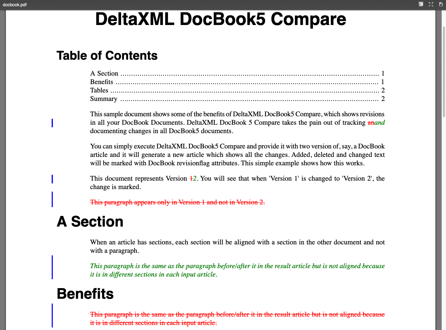DocBook comparison