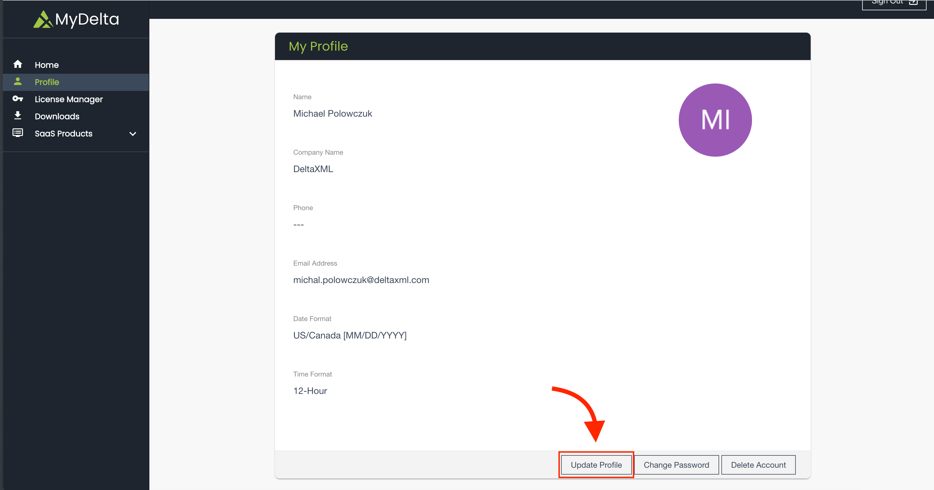 MyDelta update screenshot