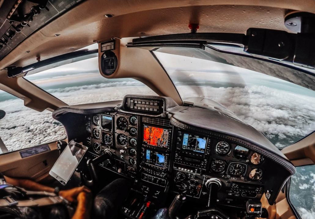inside a cockpit