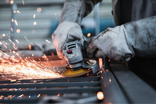 Worker welding